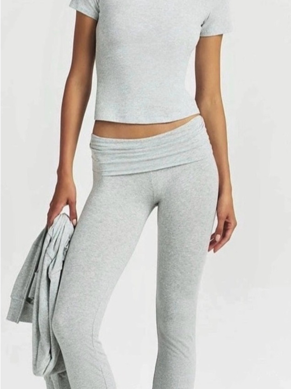 SKIMS Fold-Over Waist Leggings - Light Gray